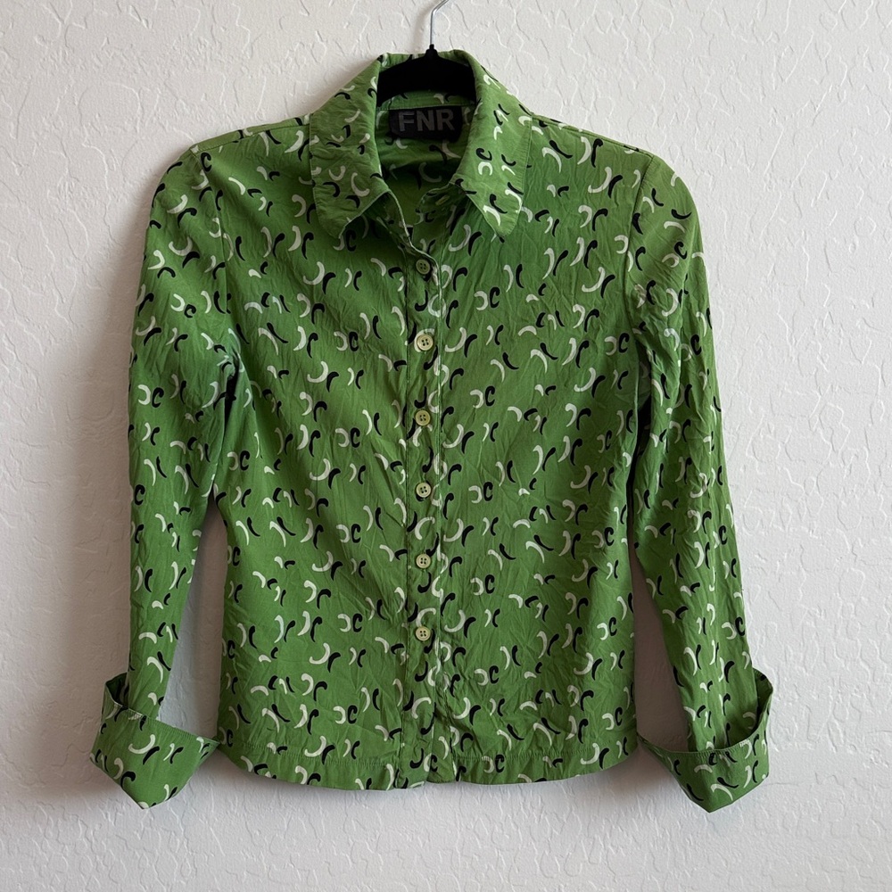Vintage 1990s Green Silk Top Size Small